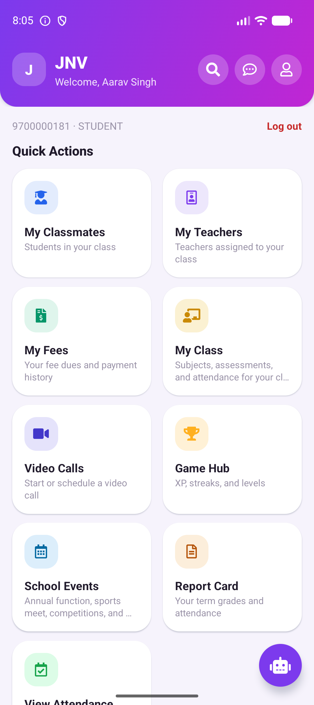 Gurukul student dashboard