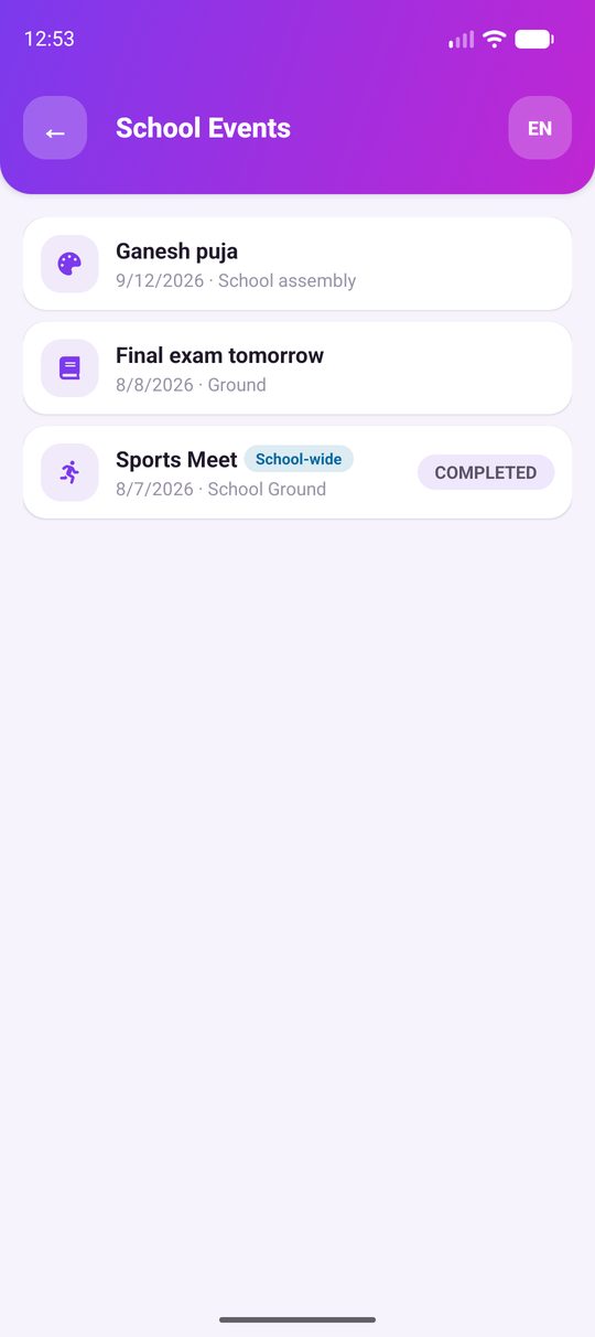 School Events list